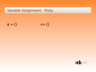 Variable Assignment - Ruby


a = {}            => {}
 