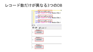 レコード数だけが異なる3つのDB
 