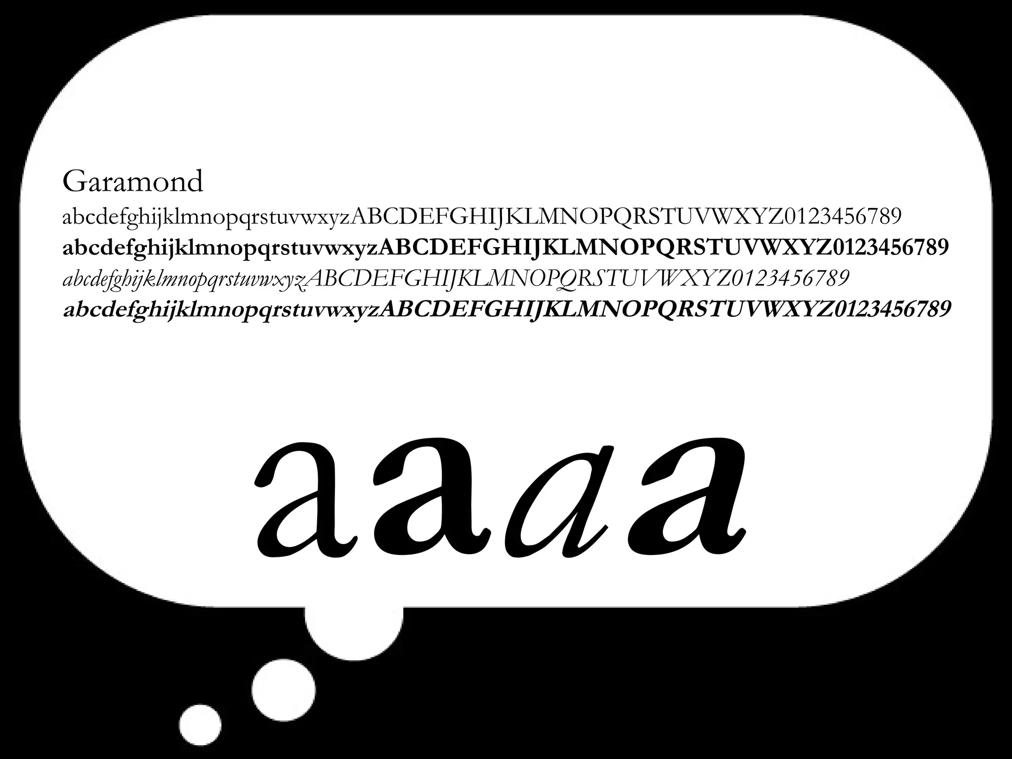 Garamond abcdefghijklmnopqrstuvwxyzABCDEFGHIJKLMNOPQRSTUVWXYZ0123456789 abcdefghijklmnopqrstuvwxyzABCDEFGHIJKLMNOPQRSTUVWXYZ0123456789 abcdefghijklmnopqrstuvwxyzABCDEFGHIJKLMNOPQRSTUVWXYZ0123456789 abcdefghijklmnopqrstuvwxyzABCDEFGHIJKLMNOPQRSTUVWXYZ0123456789 a a a a 