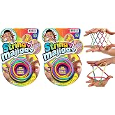 JA-RU Stringy Majiggy Cats Cradle String Toy (2 Pk) 736-2s | Finger Hand String Trick Game for Kids & Adults. Rainbow Rope To