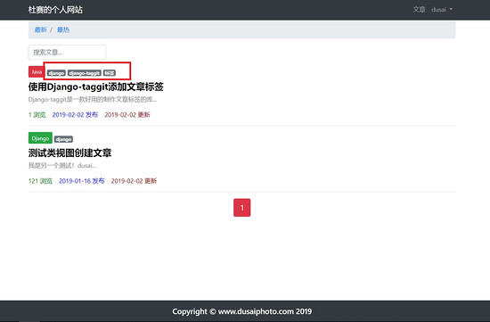 Django搭建个人博客：文章标签功能