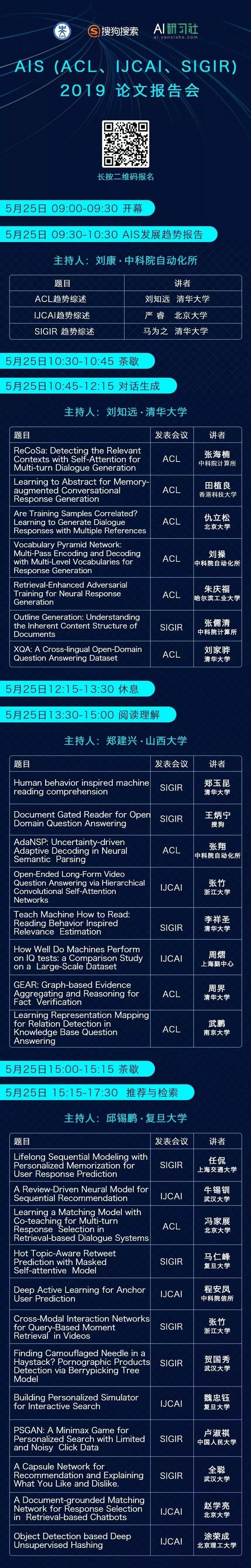 倒计时开启！AI 研习社邀您参加 AIS (ACL, IJCAI, SIGIR) 2019 论文报告会
