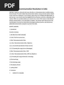 Telecommunication Revolution in India