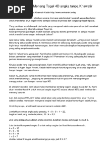 Cara Trik Untuk Menang Togel 4D Angka Tanpa Khawatir Kalah
