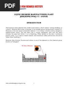 Project Report On Liquid Bromine Manufacturing Plant