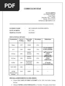 Curriculum Vitae Pooja