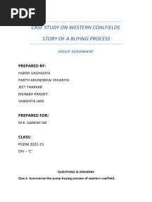 Group Assignment On Western Coalfields Story of A Buying Process