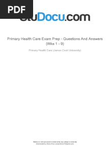 Primary Health Care Exam Prep Questions and Answers Wks 1 9