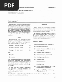 A Numerical Example of The Practical Use of Dummy Variables