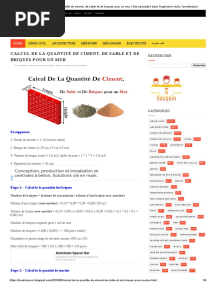 Calcul de La Quantité de Ciment, de Sable Et de Briques Pour Un Mur