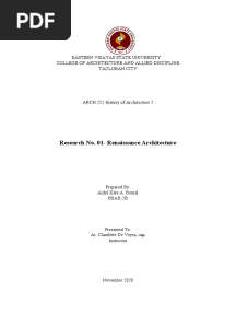 Renaissance Architecture Research