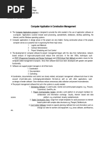 Computer Application in Construction Management
