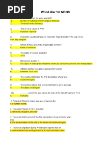 World War 1st MCQS