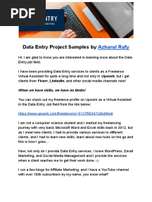 Data Entry Sample Projects by Azharul Rafy 