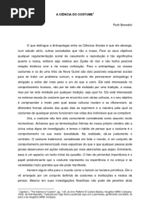 A Ciencia Do Costume Ruth Benedict