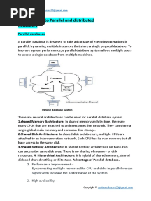 Introduction To Parallel and Distributed Databases