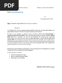 Demande D'appui Financier