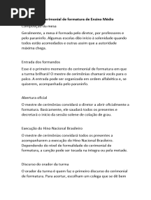 Roteiro para Cerimonial de Formatura de Ensino Médio
