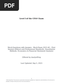 Mock Exam 2023 #2 First Session Ethical and Professional Standards