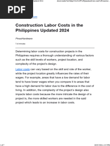 Construction Labor Costs in The Philippines Updated 2024