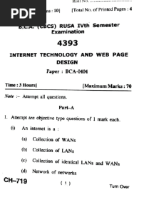 Hpu Bca 4th Sem Paper of Internet Technology&webpagedesign