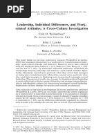Leadership, Individual Differences, And Work-related Attitudes; A Cross-Culture Investigation