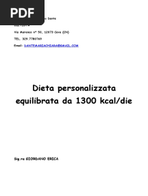 DIETA IPOCALORICA BILANCIATA 1300 Kcal