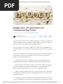 Budget 2017-18 Expectations For Commercial Real Estate