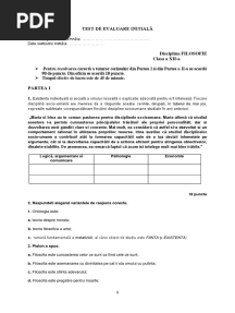 Test de Evaluare Initială Filosofie