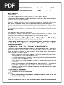 Part I Python Programming Notes Upto Loops Concept PDF