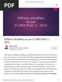 Stiffness Modifiers As Per IS 1893 (Part 1) - 2016
