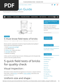 5 Must Know Field Tests of Bricks - Construction Guide