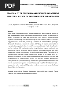 Practicality of Green Human Resource Management Practices: A Study On Banking Sector in Bangladesh