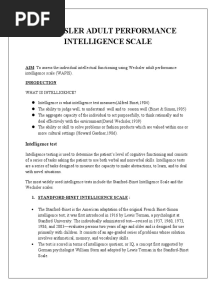 Wechsler Adult Performance Intelligence Scale