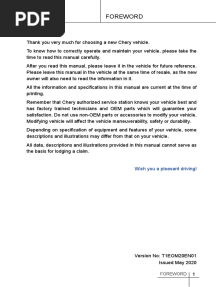 Chery Tiggo 7 Pro Maintenance and Owner's Manual Eng