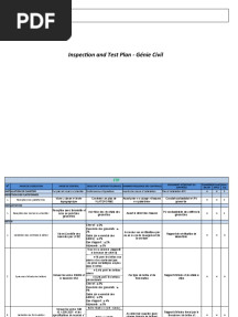 ITP - Plan de Contrôle Travaux Génie Civil