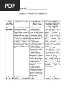 Descrierea Temelor Anuale de Studiu