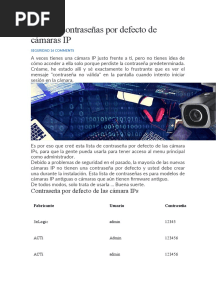 Lista de Contraseñas Por Defecto de Cámaras IP