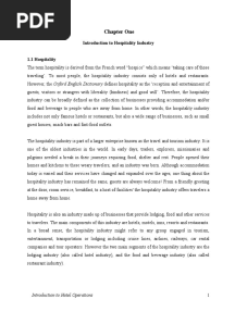 Introduction To Hotel Operation