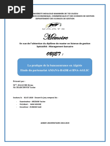 Memoire de Fin D'etude Bancassurance