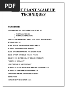 Pilot Plant Scale Up Techniques Contents