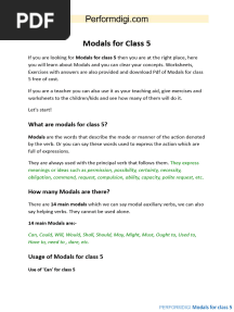 Modals For Class 5 PDF