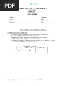 Chemistry - Chemistry Form 1 - Question Paper