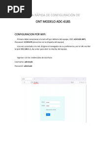 Guía Rápida de Configuración de Ont Modelo Adc-618s