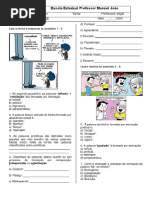 Atividade Sobre Formação de Palavras - 8º Ano e V Período