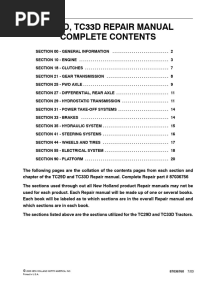 Tc29D, Tc33D Repair Manual Complete Contents: 2003 New Holland North America, Inc. Printed in U.S.A