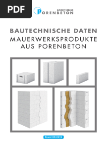 Bautechnische Daten Mauerwerksprodukte Aus Porenbeton