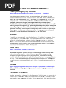 HISTORY OF PROGRAMMING LANGUAGES