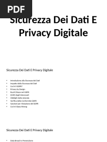 Sicurezza Dei Dati E Privacy Digitale 2