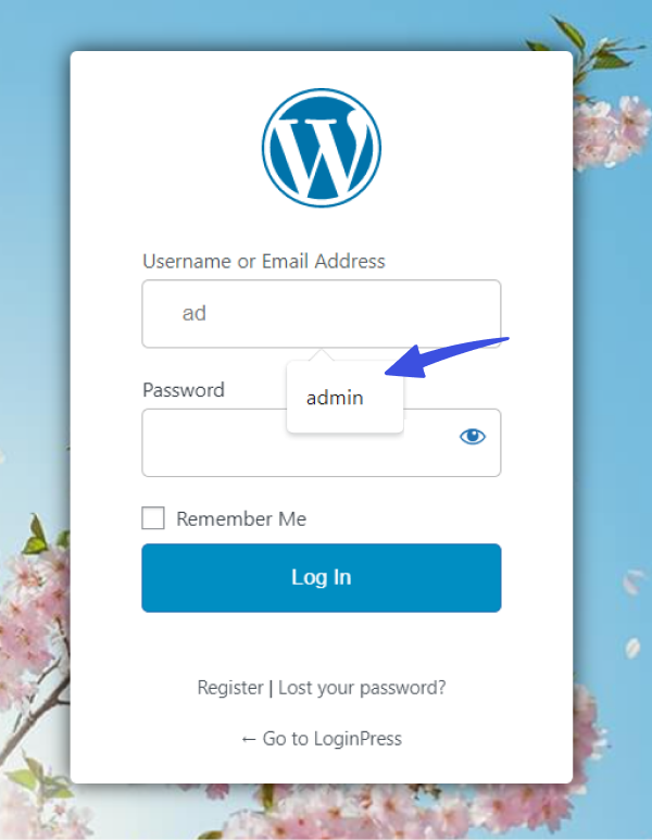 Autocompleteadmin WordPress Login Page